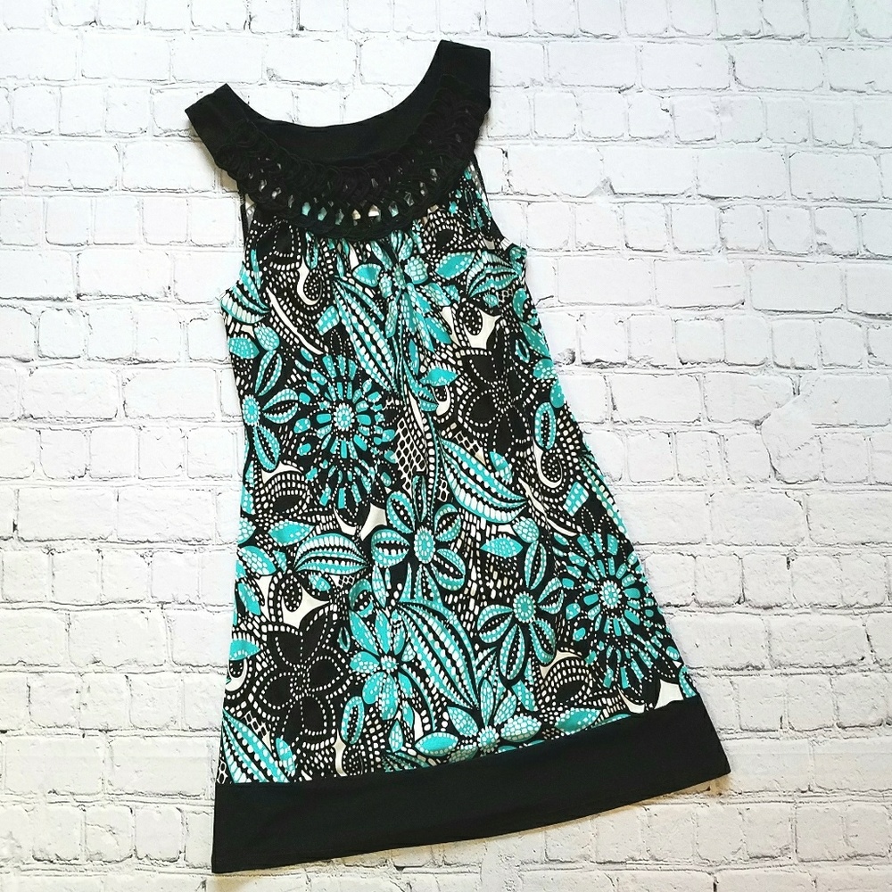 Wrapper Summer Black Blue Sundress Sz Small